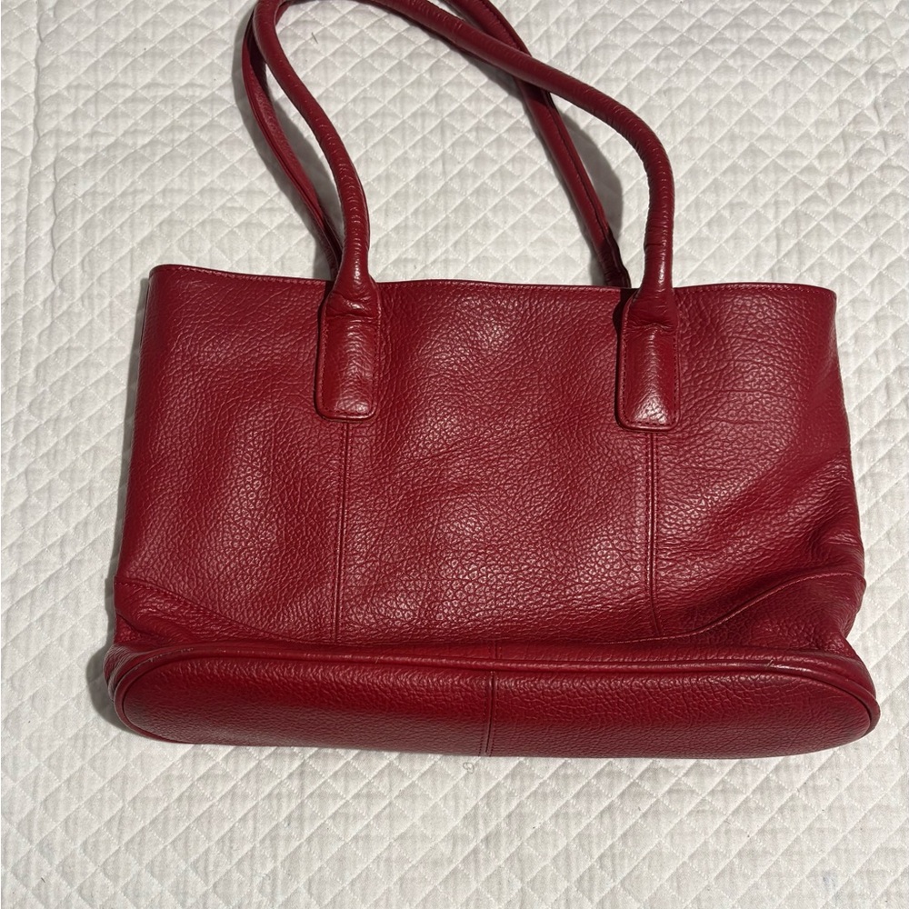 Ameri Leather Chic Red Pebbled Leather Tote - image 2
